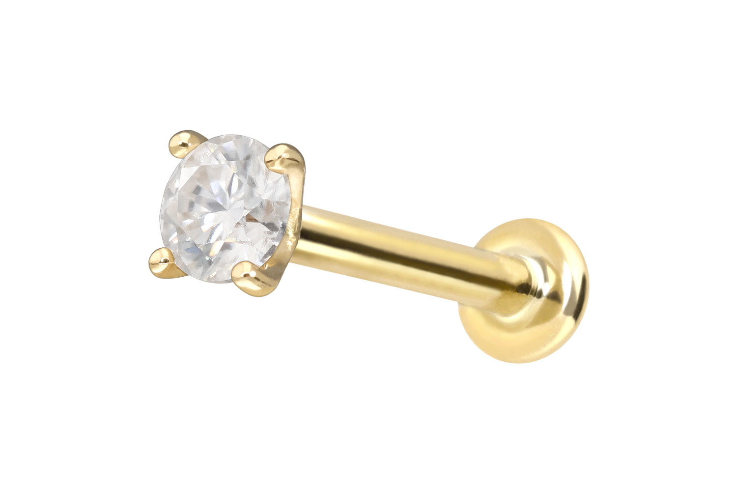 14 Karat Gold Labret Piercing mit Push Fit MOISSANIT